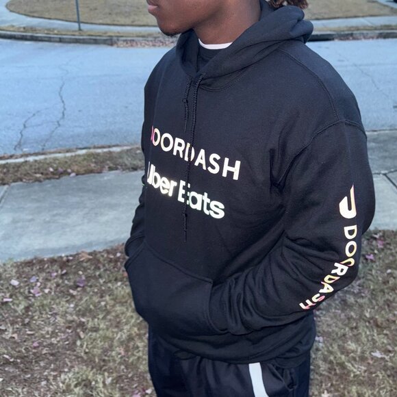 Reflective DoorDash / UberEats Sweatshirt Hoodie - Delivery Driver Dash Uber - Picture 6 of 13